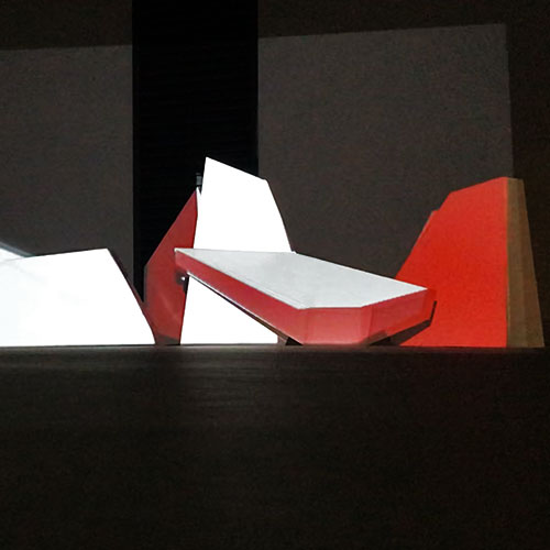 A detail of the projection mapping on the set elements